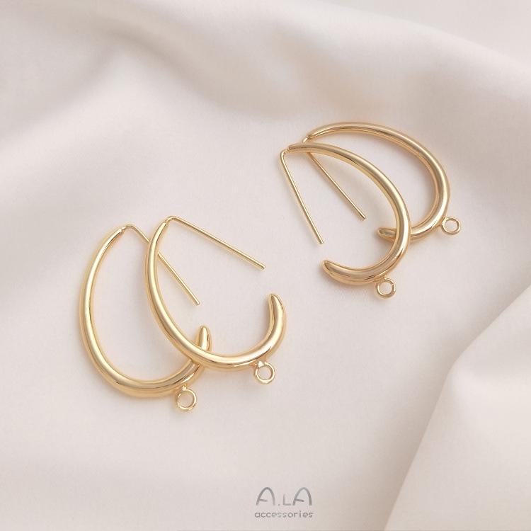 Gold-filled C-shaped Egg Earrings with Jump Rings - Handmade, Simple, Stylish Design.