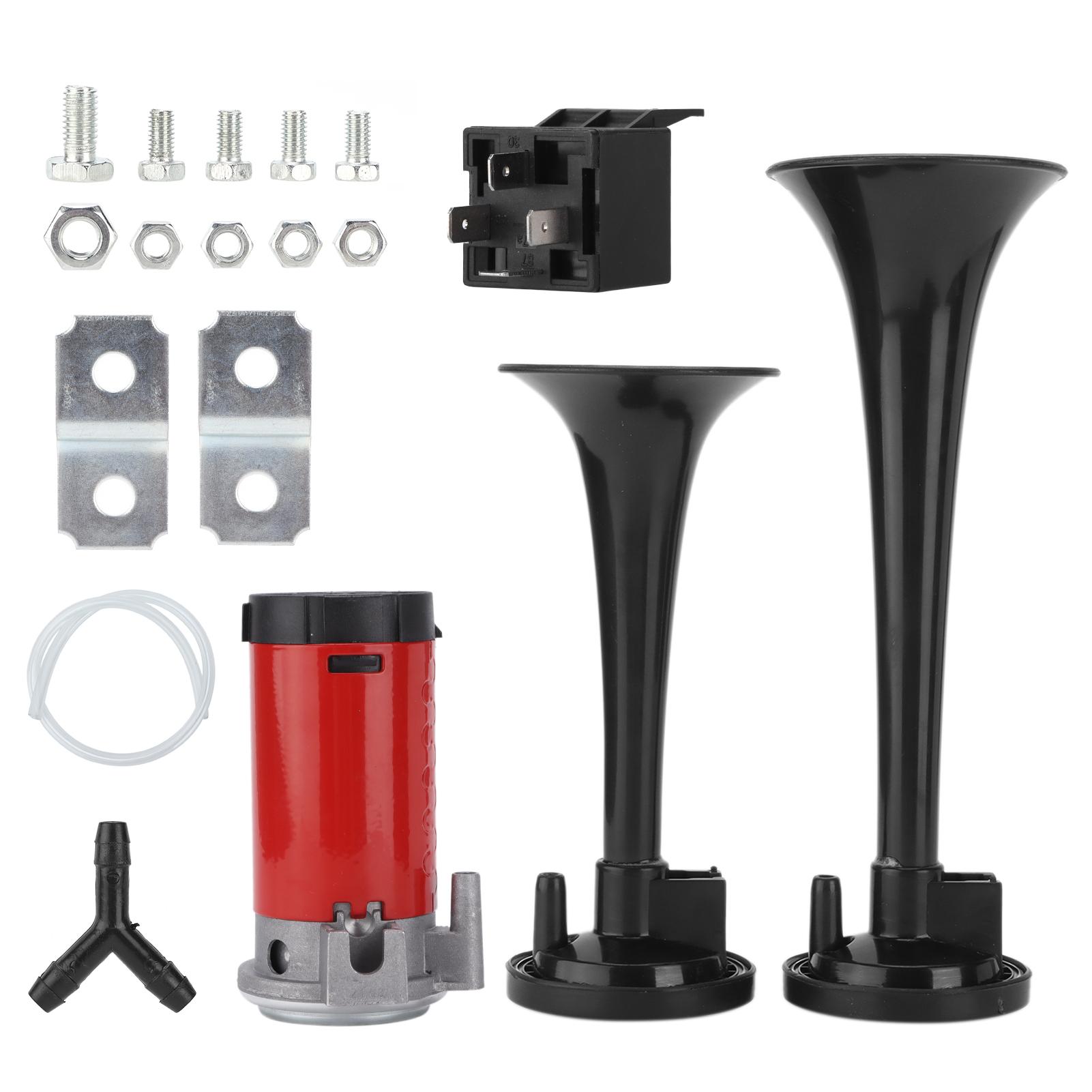 

Car Dual Trumpet DC 12V 130dB Black Replacement for RVs Vans Tractors Motorcycles UTV