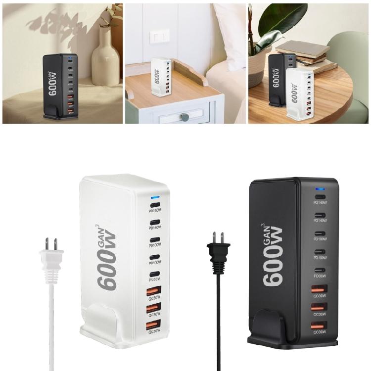 600W USB C Fast Charging Station 8 Port Power Adapter with 5 USB C and 3 USB A for Efficient Multi Device Charging