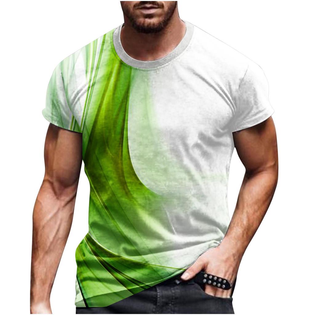 Sommer Rundhals 3D Linienverlauf Druck Top Modische Lässige Kurzarm Herren T-Shirts