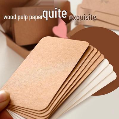 Boxed Set of 100 Minimalist Blank Kraft Cards with Black Graffiti Designs and Rounded Corners