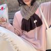 Colorblock Knit Small Scarf: Women's Autumn Winter Korean Style, Warm & Versatile for Students & Couples, Solid Color Snood