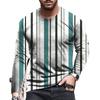 Spring and Autumn Round Neck 3D Stripe Printed Top Fashionable Casual Long Sleeved Men's T-shirts