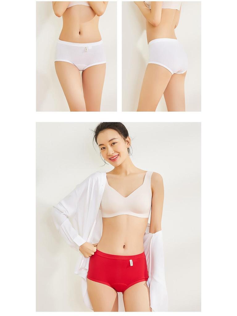 Yier Shuang Women's Plus Size Cotton Ribbed High-Waist Elastic Breathable Triangle Panties