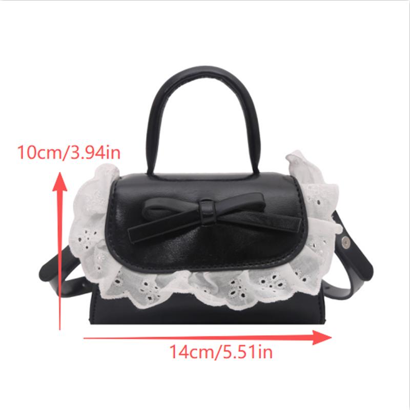 Bow Lace Pu Shoulder Bag Handbag Tote Commuter Bag Trendy All-Match Women'S Crossbody Casual Small Square Bag Girly Gift