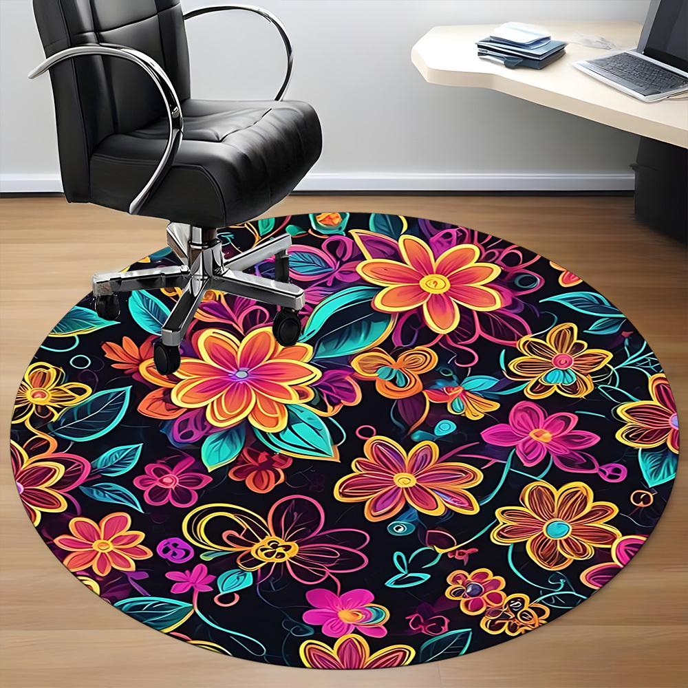 1PC Colorful Floral Print Chair Carpet for Office, Indoor Non-Slip Washable Carpet, Soft Comfortable Mat For Office Room yy250930223