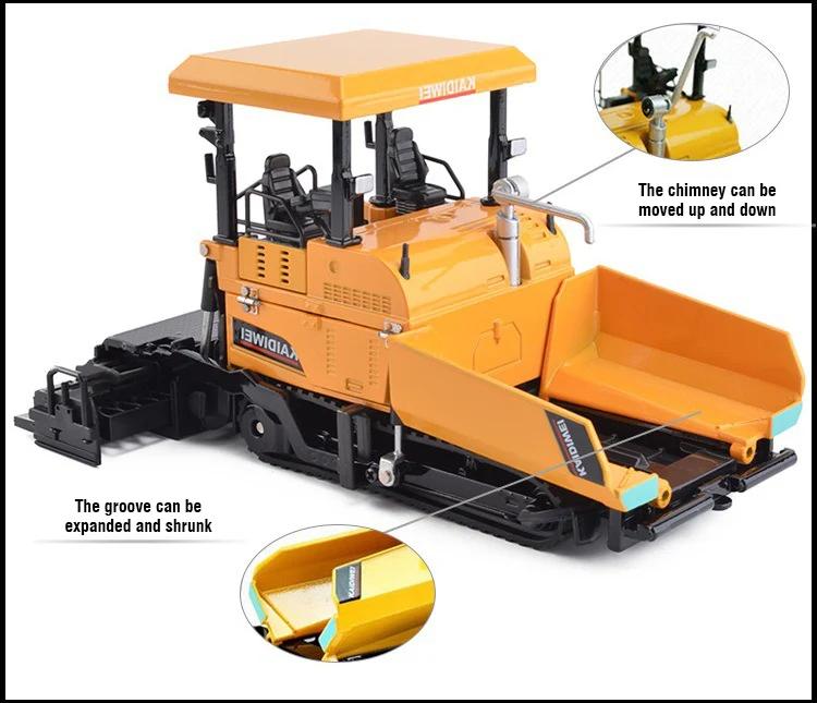 Non-Toxic 1/40 Alloy Diecast Model Car Engineering Truck Paver Model Machine Paving Asphalt Highway Construction Cars Kid Back Hoe Loader