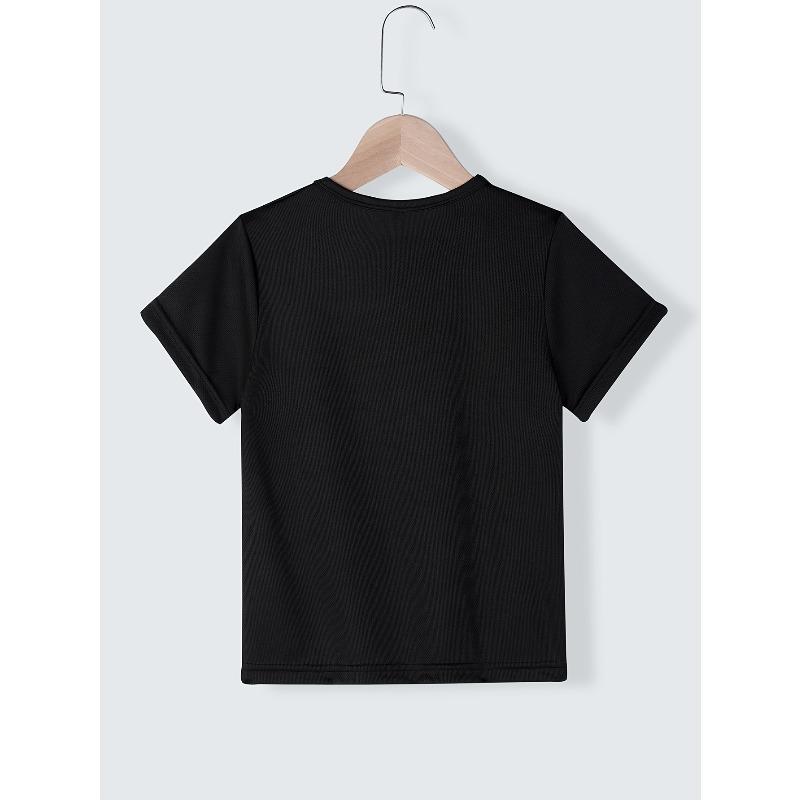 European sizes Girls' Summer Short Sleeve T-Shirt - "You Can't Scare Me, I Have a Crazy Aunt" Funny Letter Print Casual Top with Applique Details