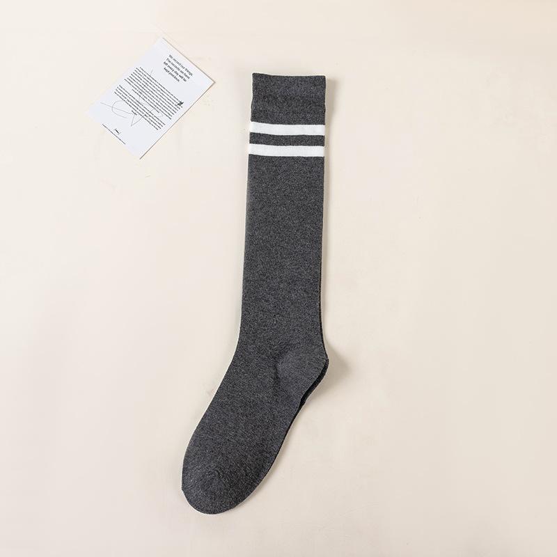 Chaussettes hautes, Chaussettes mi-mollet pour femmes, Automne et hiver Chaussettes amincissantes et embellissant les jambes légèrement compressives, Bas longs en coton à deux barres