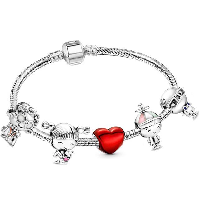 Love You Forever Beads Charm Bracelets Elegant Silver Color Snake Chain Bracelets For Women Lover Jewelry Gift Special Offer