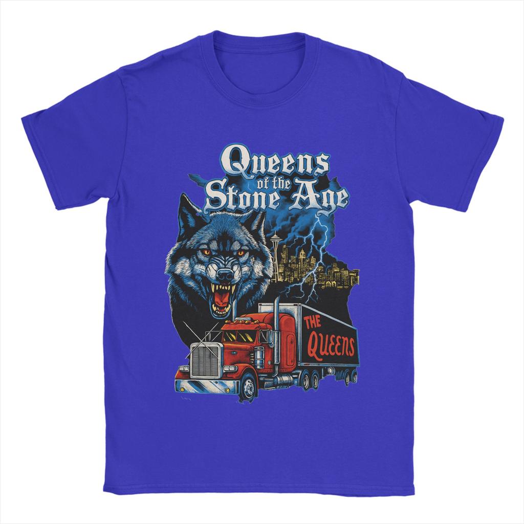 Queens of the Stone Age Musikband T-Shirt Herren Amerikanische Rockmusik Vintage Baumwoll-T-Shirts Sommer-T-Shirts Aufdruck Übergroße Oberteile