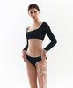 VINAJ Cross Ribbon Line Low Bikini Panties (Black)