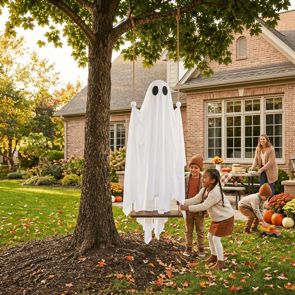 Gruseliger Leuchteffekt Halloween Geist Schaukel Geister Schaukelset Türrahmen Hängedeko