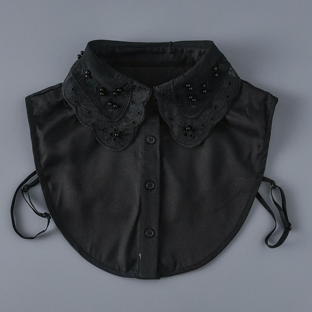 Fake Collar for Women Handmade Beads Floral Embriodery Removable Half Shirt Detachable Collars False Collars Clothing Fuax Cols