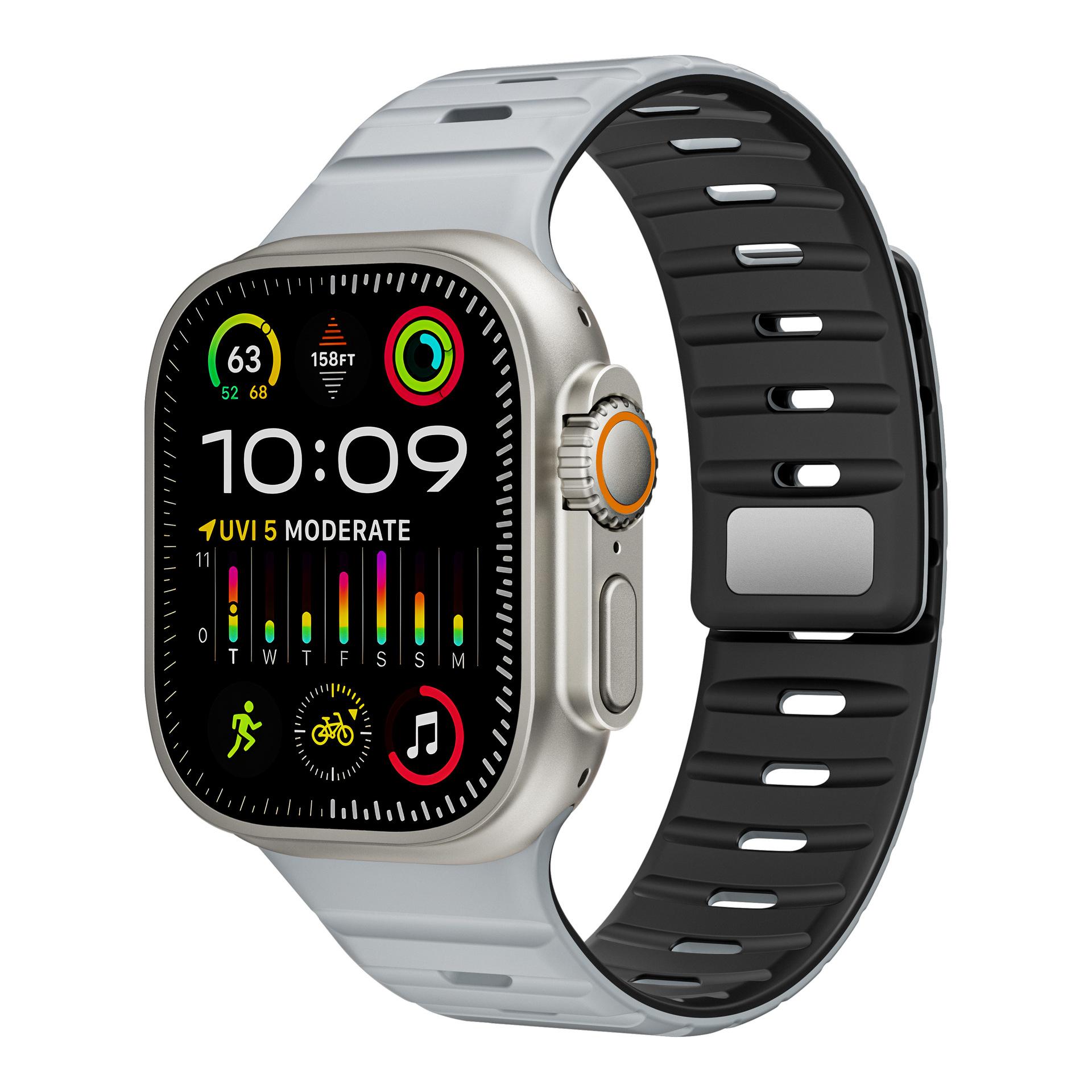 

Магнитный ремешок для Apple Watch Ultra 2 49 мм 46 мм 42 мм 45 мм 44 мм 40 мм 41 мм Силиконовый ремешок IWatch Series 10 9 8 7 6 SE 5 4 Браслет S10-42mm 38 40 41mm серый