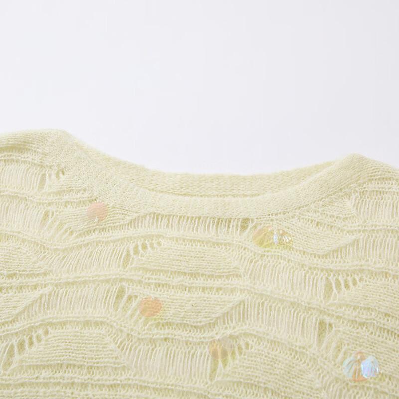 Xiangying Women's Off-Shoulder Sequin Cutout Knit Sweater