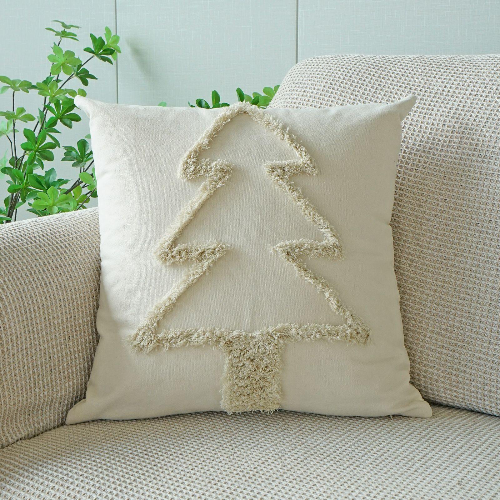 

Festive Fluffy Christmas Tree Throw Pillow Cover Embroidered Holiday Cushion Cover Christmas Decorative Sofa Pillow Covers 45x45 45x45cm