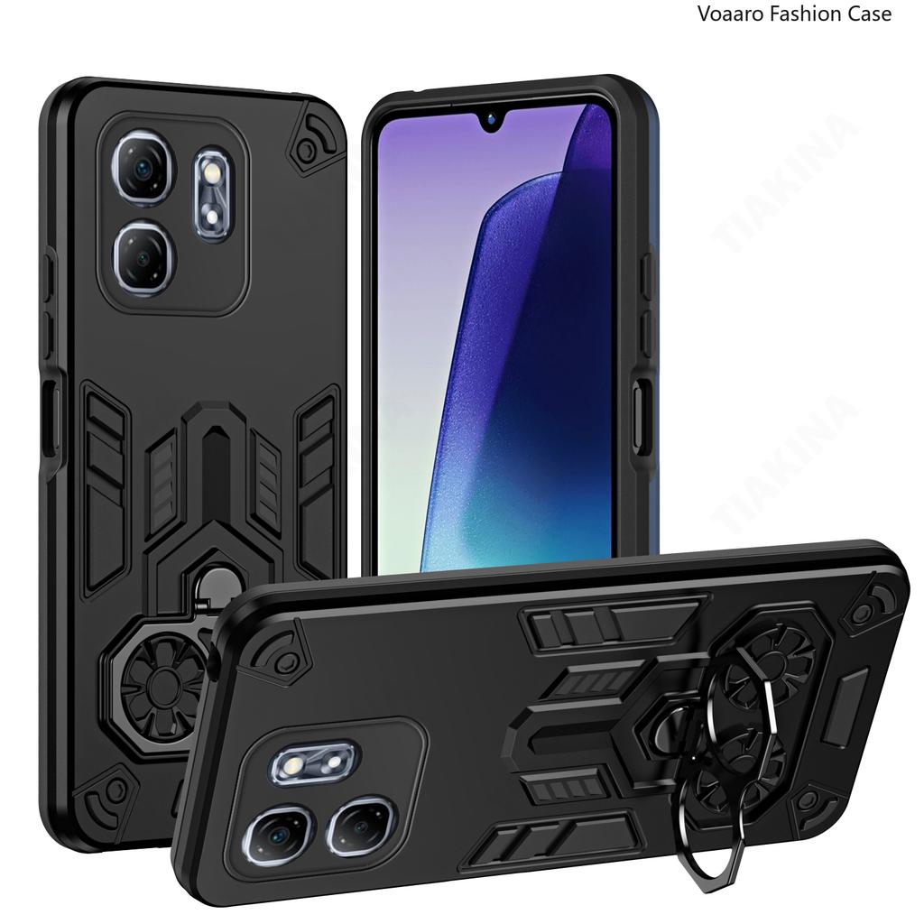 Dual Finger Ring Armor Cover for Infinix Hot 50i Case for Infinix Smart 9 Rotate Metal Bracket Kickstand Case Shockproof Capa