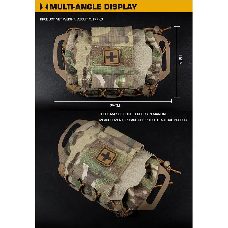 IFAK Pouch Supplies Bag Rapid Deployment First Aid Kit Molle Two-Pieces System Med Roll Carrier Attached to Belt Vest Panels