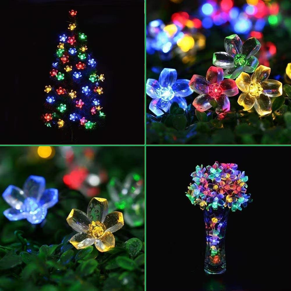 Solar LED garland multicolor solar flowers for the terrace or garden 50 LED