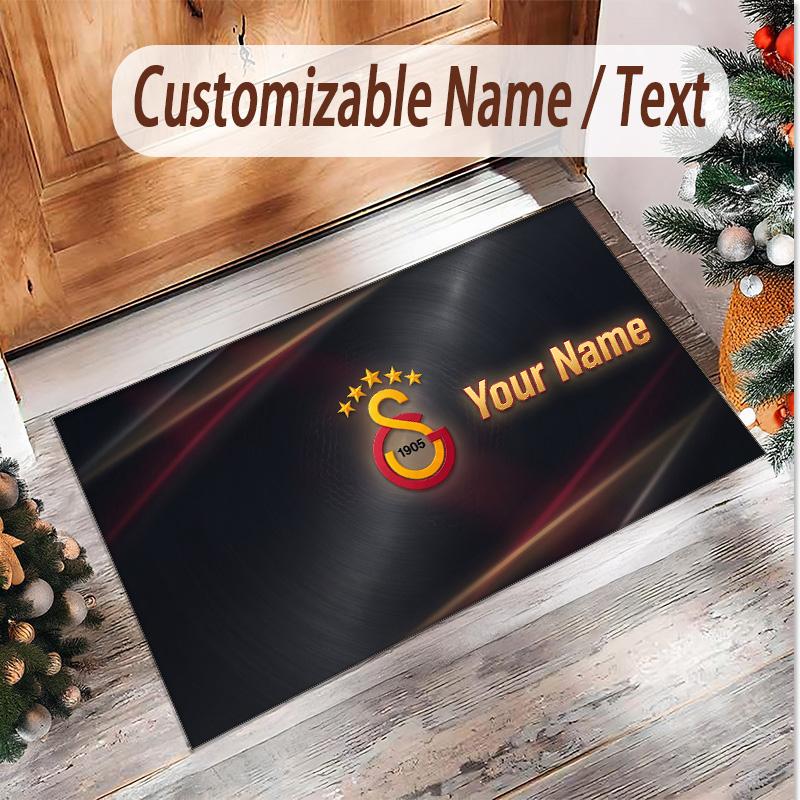 Personalized Crystal Velvet Carpet Galatasaray FC Pattern Non Slip Floor Rug