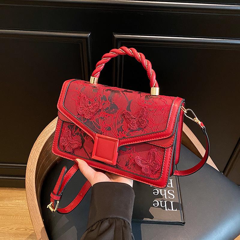 Women's Portable Small Bag Women's Bag New Fashion Embroidered Shoulder Bag Versatile Messenger Small Square Bag