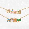 New Cute Colorful Zircon Amusement Park Necklace For Women Girl Castle Vegetable Pendant Chain Necklaces Fashion Jewelry