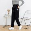 Women's Autumn Cashmere Casual Loose Long Pants Elastic Waist Slimming Versatile Comfortable Corduroy Straight Leg Trousers