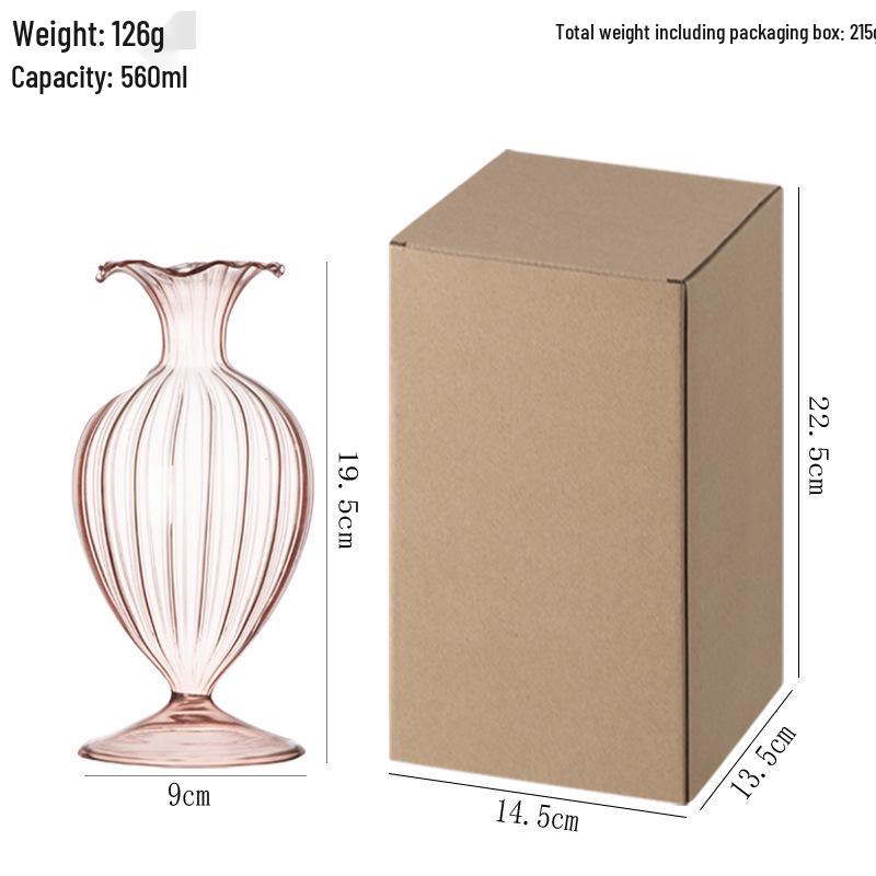 Retro French Embossed Glass Vase for Hydroponic Floral Decor - Clear Craftsmanship for Living Room and Dining Table