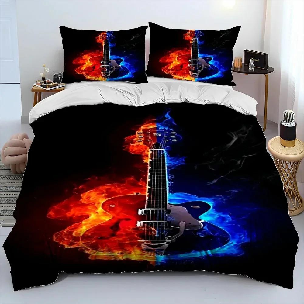 Classical Guitar Electric Guitar Bedding Set Print With Pillowcase Bed Duvet Cover Soft Single Double Queen Super King Size