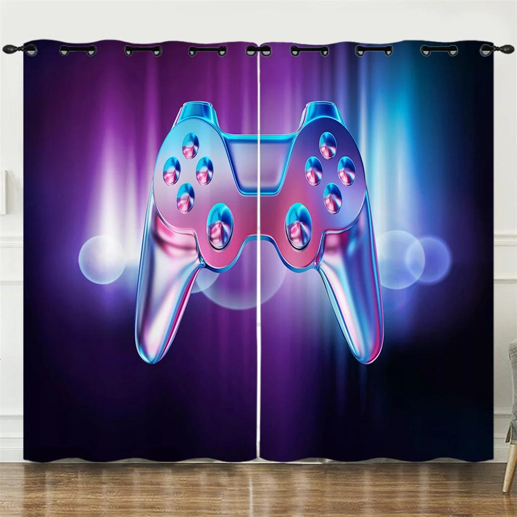 2024 Gamepad Player Game Elements Curtain Kids Boys Girls Room Decor Bedroom Living Room Shade Curtain 2 Panels Free Delivery