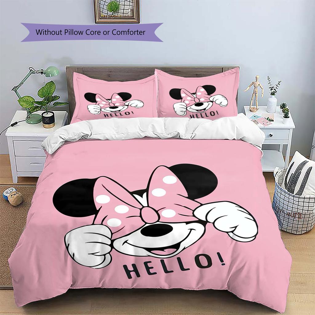 Retro Ink-wash Style Minnie Mouse Themed Print Bedding Set Warm and Comfortable The Perfect Choice for Decorating Child Bedroom