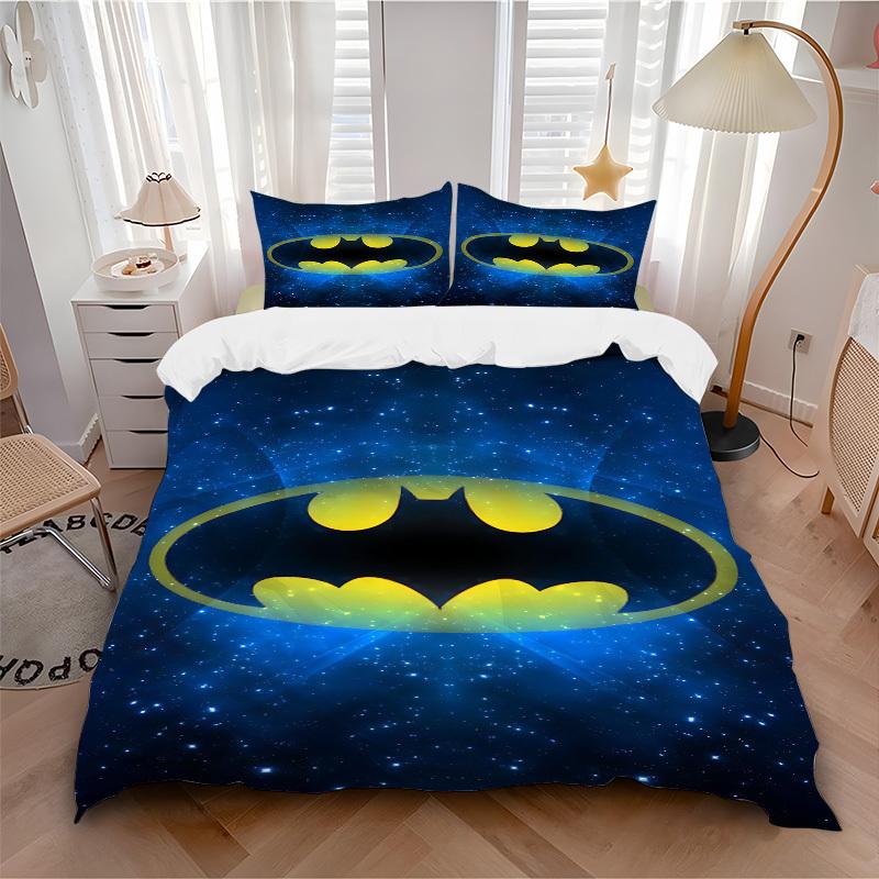 

3pcs Batman Bedding Set, Soft Polyester Duvet Cover and Pillowcases Machine Washable Seasons all suitable & Guest Room Decor333 135x200cm