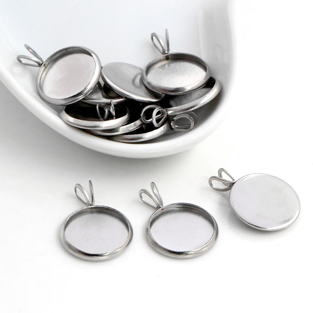 Moda 8-25mm Dimensione Interna Materiale Acciaio Inossidabile Semplice Stile V Base Cabochon Impostazione Cameo Ciondoli Vassoio Ciondolo