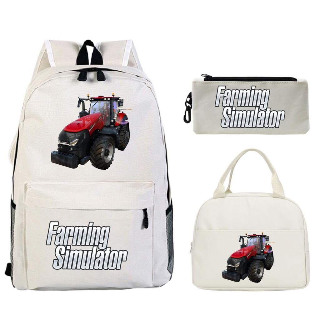 Mochila Personalizada para Niños Estampada Farming Simulator para Escuela Primaria y Secundaria Bolsa de Comida Estuche