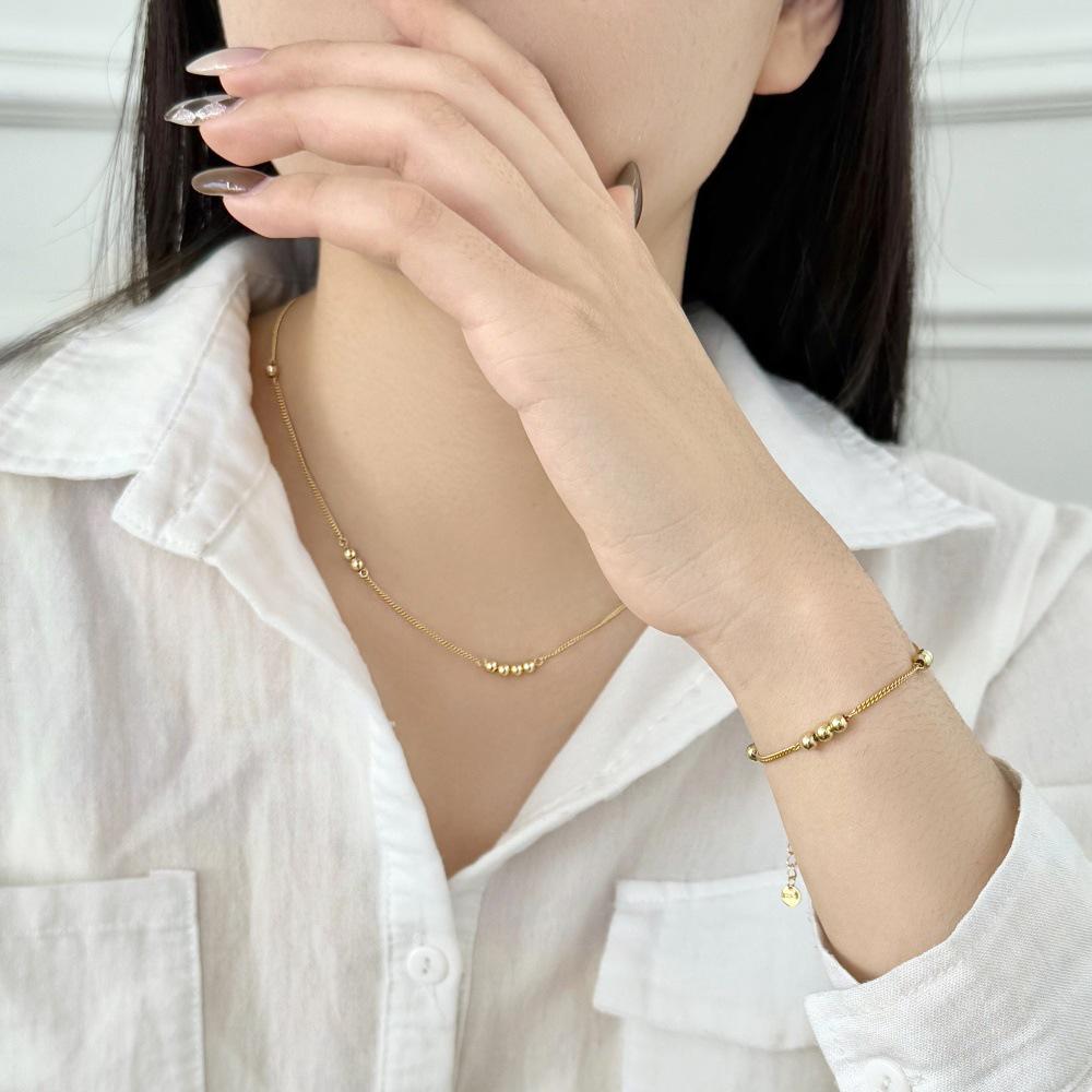 Korean 925 Sterling Silver Beaded Necklace for Women - Simple, Irregular Design Clavicle Chain