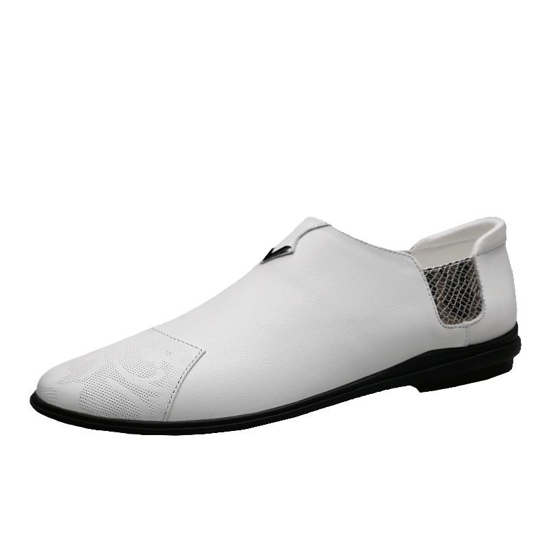 Men s Casual Korean Style Leather Slip-on Sports Shoes 44 белый