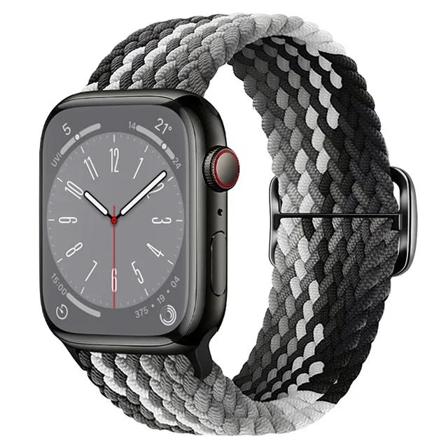 Braided Solo Loop For Apple Watch Ultra Band 40mm 44mm 41mm 38mm 49mm 45mm Elastic Nylon Bracelet iWatch Series 9 8 7 3 Se Strap