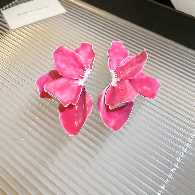 

Sweet Titanium Steel Drip Oil Flower Stud Earrings - Elegant, High-End Summer Fashion Accessories for Women