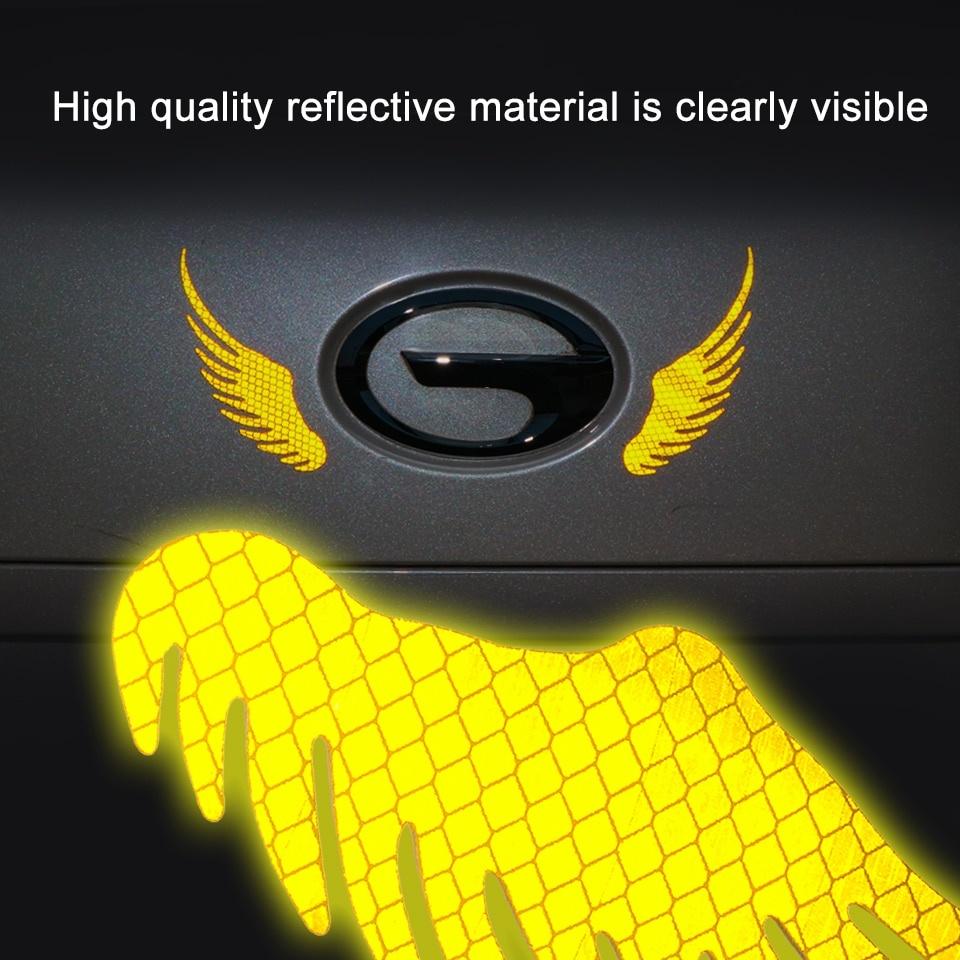 2Pair Safety Warning  Reflective Car Sticker Angel Wings Reflective Warning Sign Funny Bike Decal Sticker Motorbike Reflective Sticker