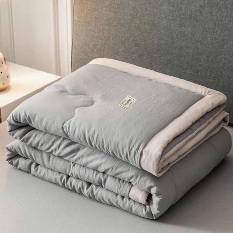 Soft Solid Color Cotton Summer Blanket - Cooling, Skin-Friendly, Lightweight Quilt