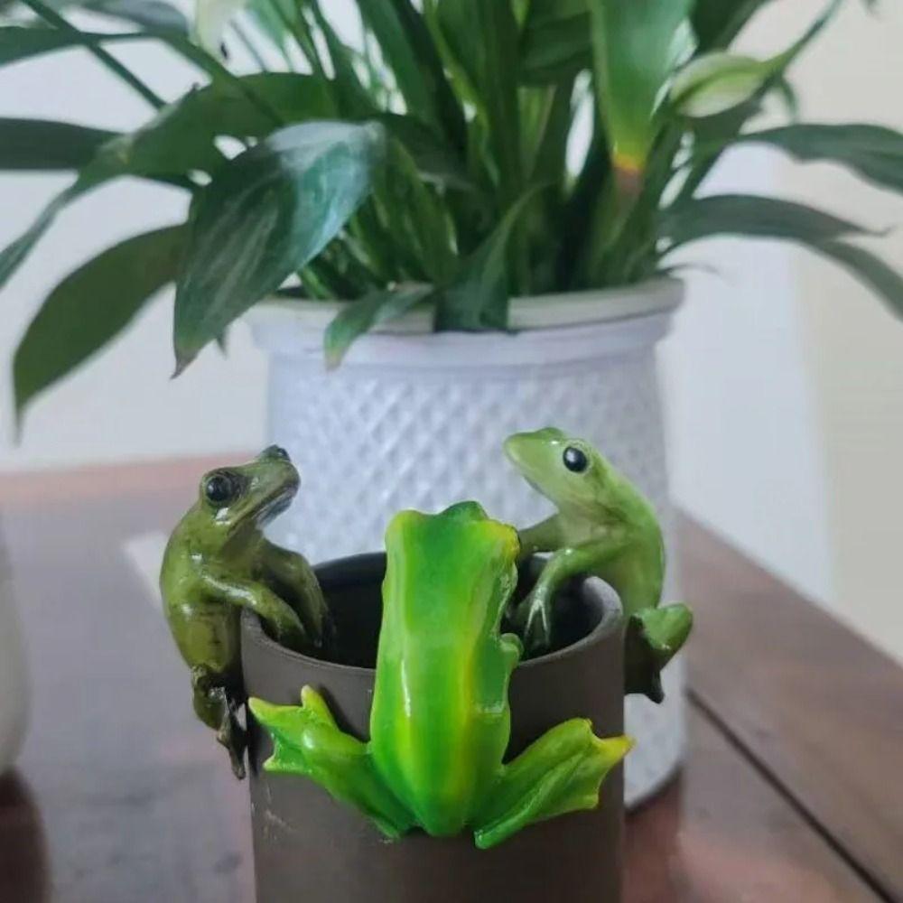 

2pcs Resin Frog Figurine Creative Miniatures Sculpture Animal Statue Desktop зелений
