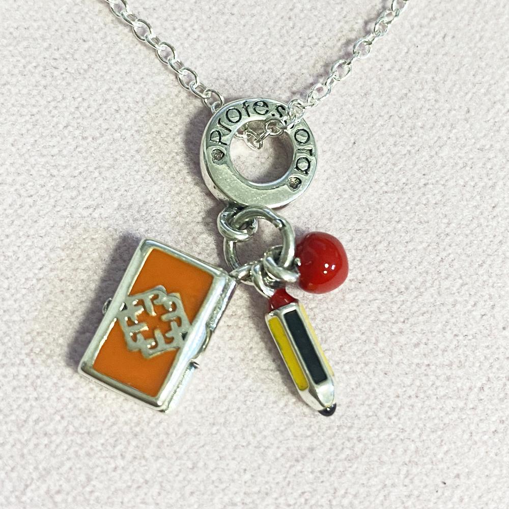 Silver Teacher Pendant Women Bracelet DIY Jewelry Bead Charms Fine Dangle Bachelor Cap Gift