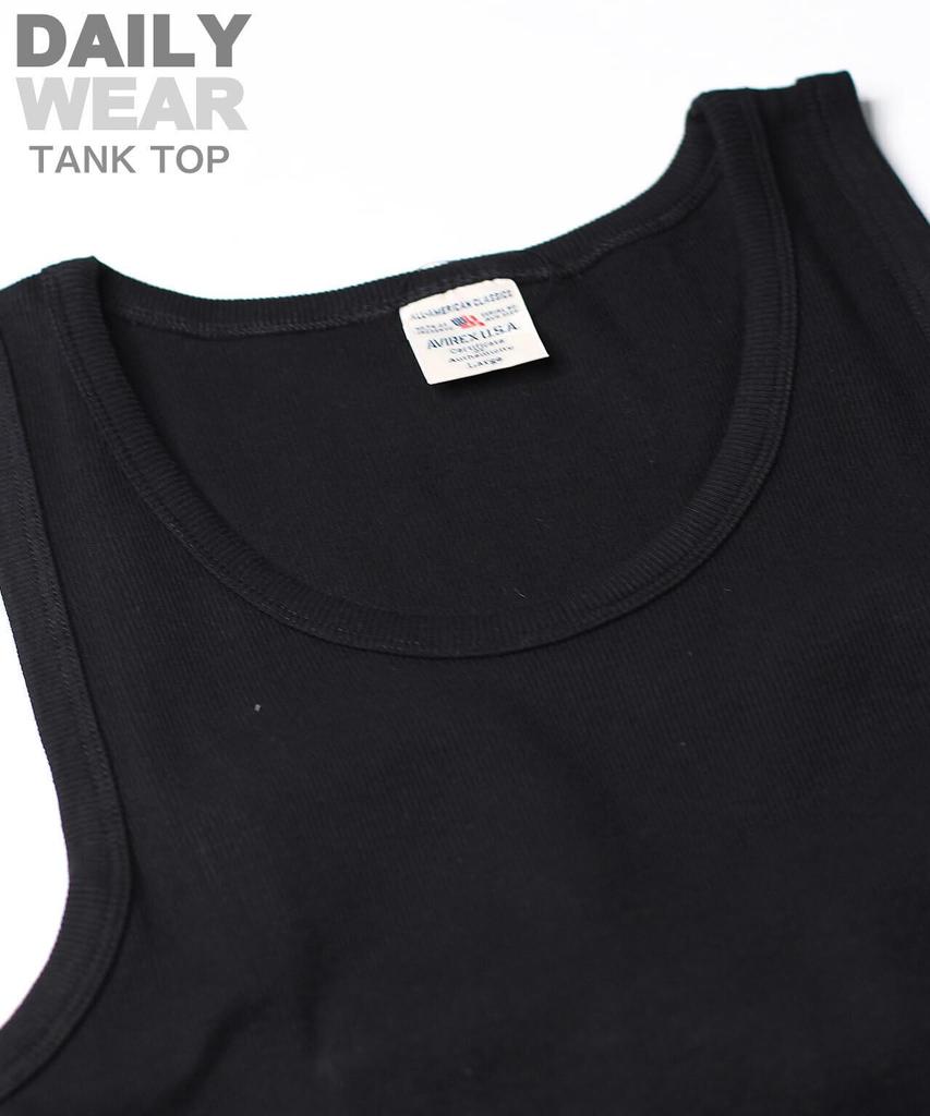 Avirex Official Tank Top Daily Rib Tank Top 009 Black (Antibacterial, Anti-odor) 6143507, XL,