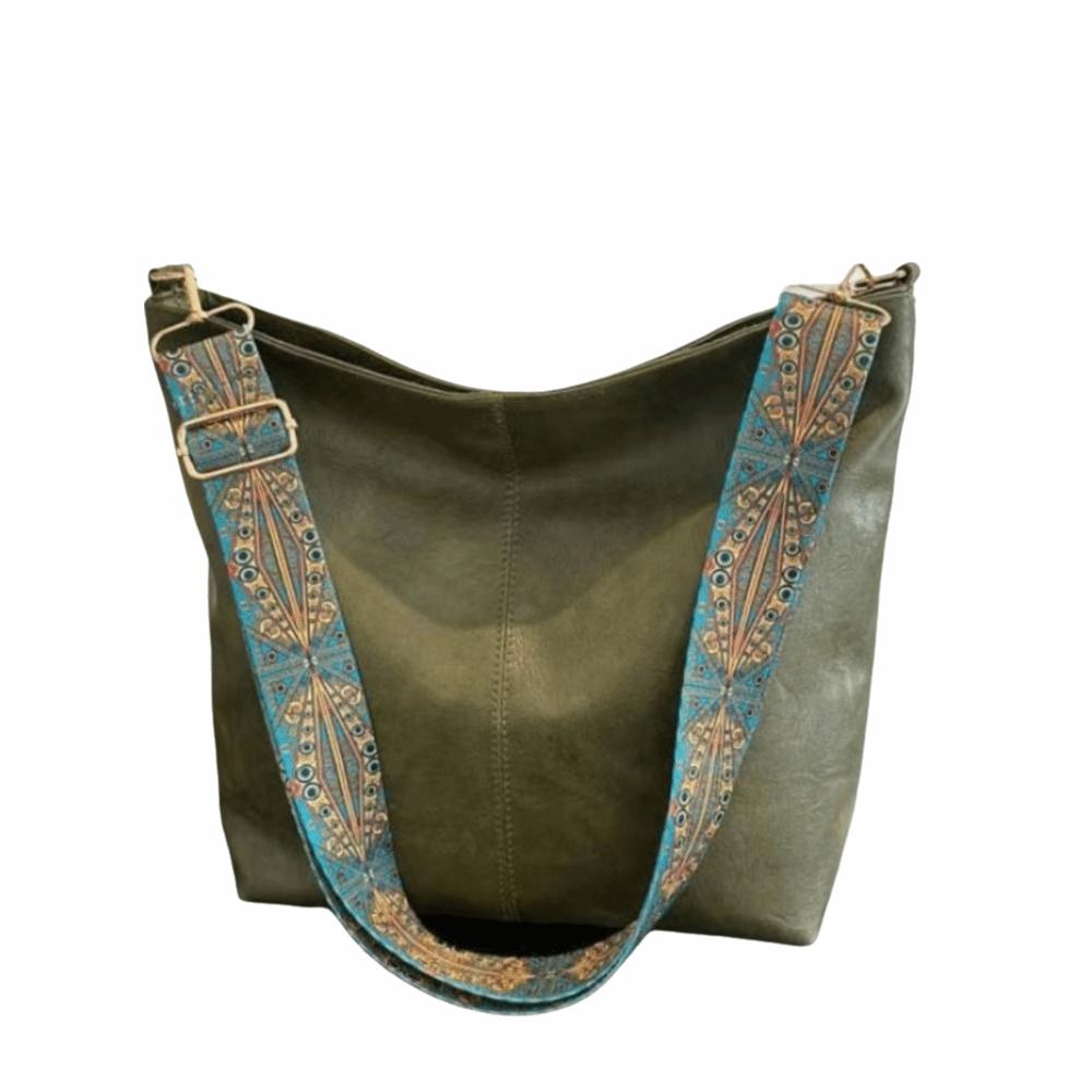 

Large Capacity Vintage Shoulder Bag Elegant Bucket Bag Fashion PU Leather Tote Bag Travel зелёный