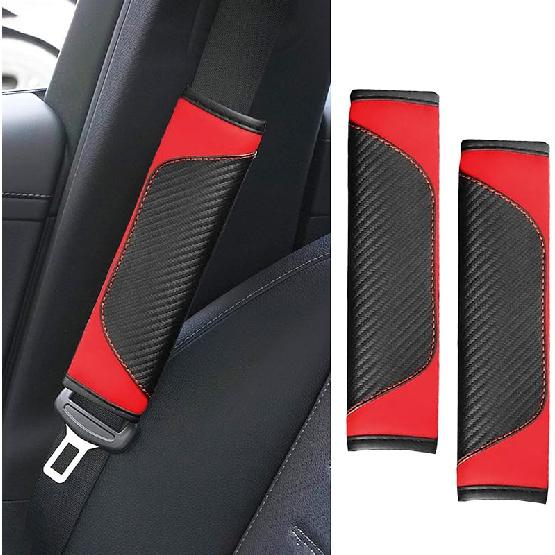 2PCS Car Seat Belt Cover Pad, Soft Carbon Fiber Leather Seatbelt Shoulder Protector For A More Comfortable Driving, Universal Safety Belt Strap Cover