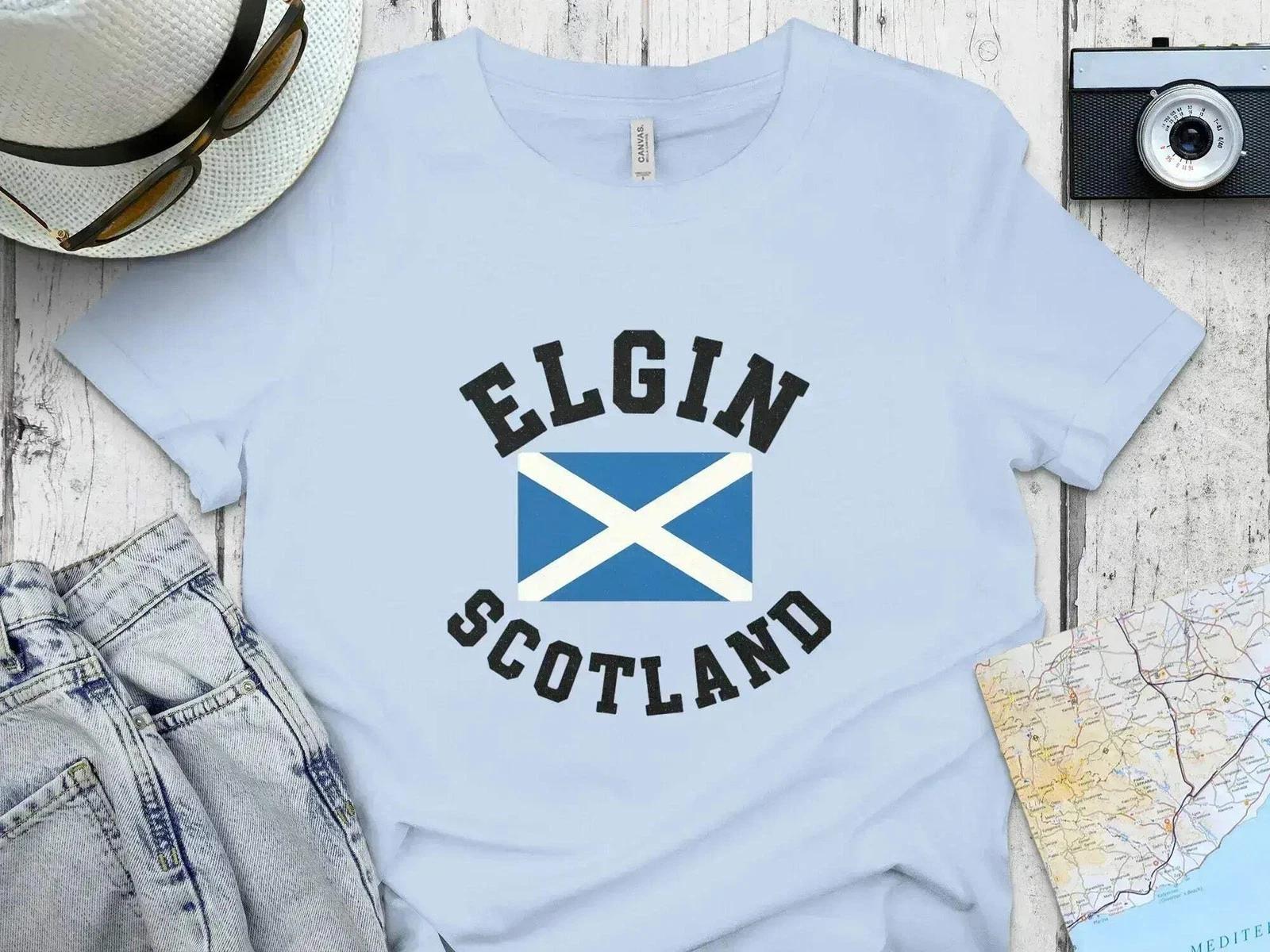 Elgin Scotland Flag Graphic Print Casual T-Shirt L