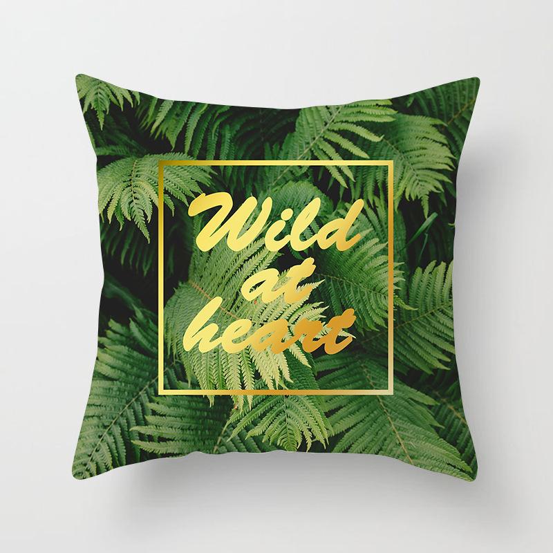 Nordic Green Plant Series Pillow Cover Peach Skin Printed Home Sofa Cushion Cover Pillow