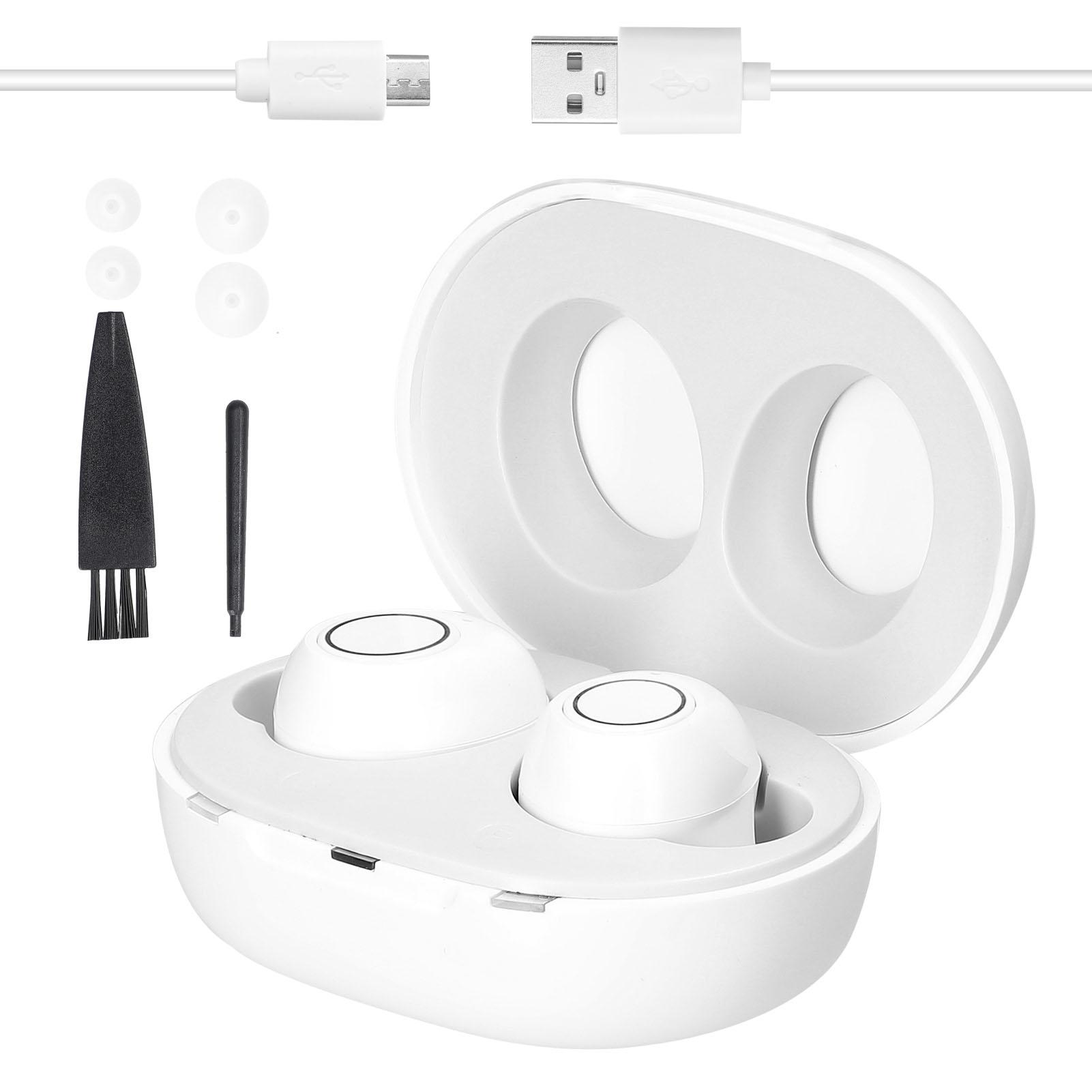 

Мини-перезаряжаемый слуховой аппарат, цифровой регулятор громкости, усилитель звука в ушах с подзарядной базой белый