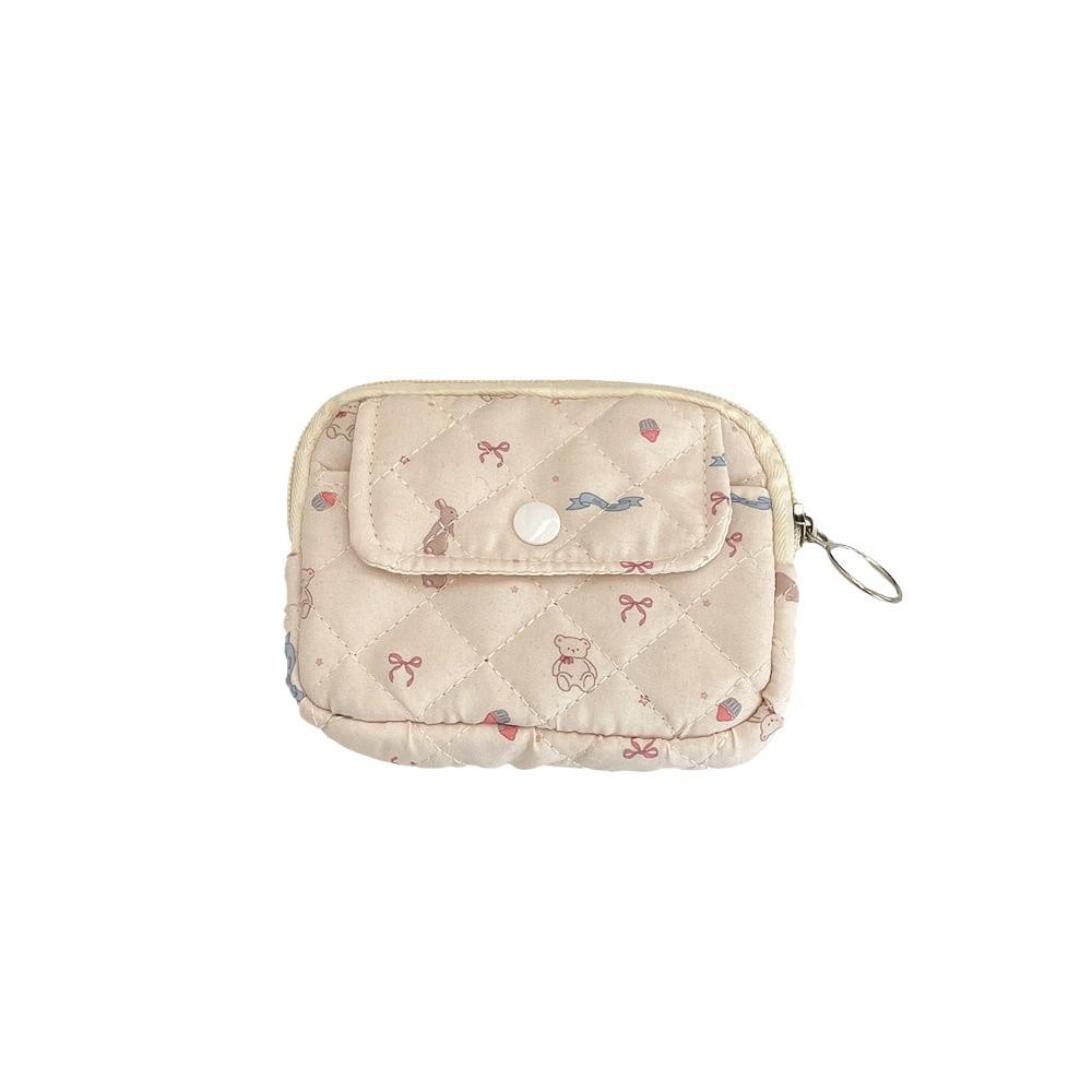 Cute Cartoon Floral Quilted Organizer: Multi-functional Storage Bag, Document Holder, Coin Purse, Card Holder